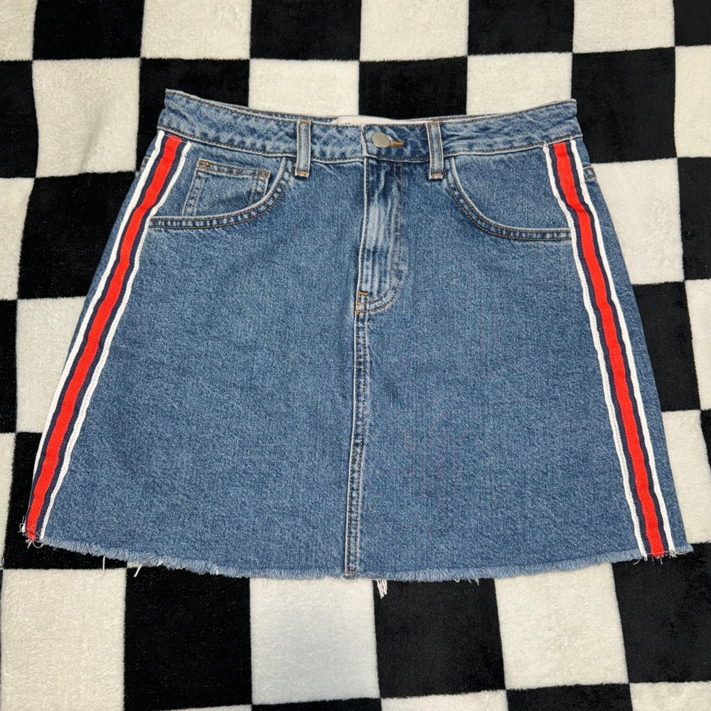 Denim Stripe Mini Skirt